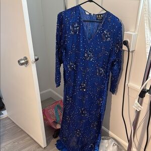 Women's Blue Embellished Dress